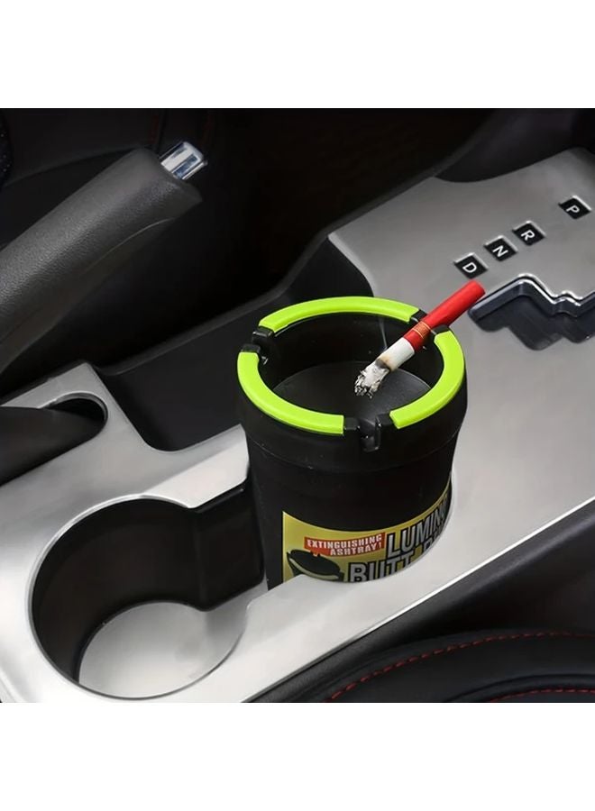 كأس منفضة سجائر محمولة ذات توهج أخضر في الظلام ومطفأة ذاتيًا لحامل رماد السيارة - Image 4